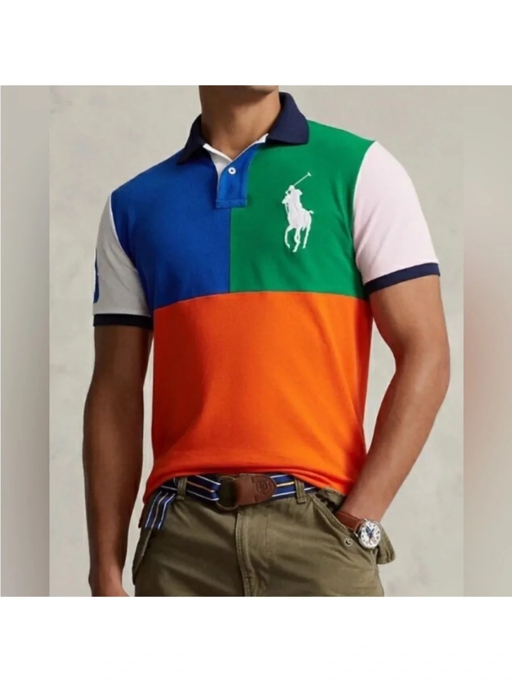 Polo Ralph Lauren Kids Colorblock Polo Shirt - Green/Blue/Orange